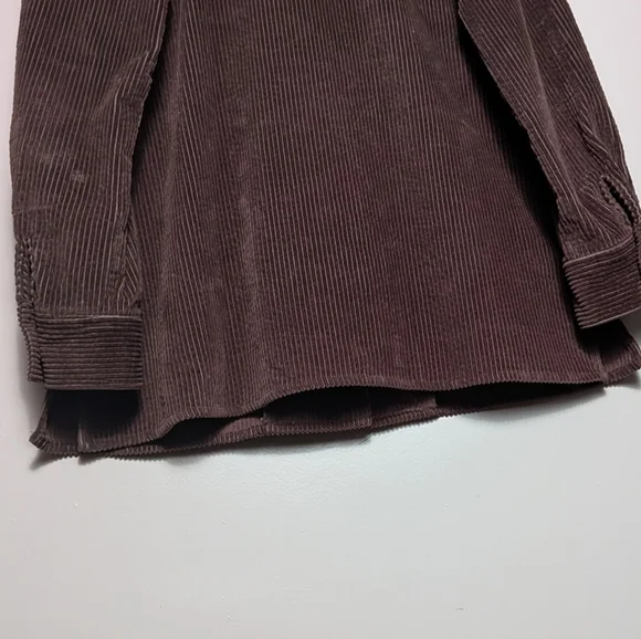 Chadwicks Women’s Dark Brown Corduroy Mandarin Collar Button Down Shirt Shacket - Picture 9 of 15